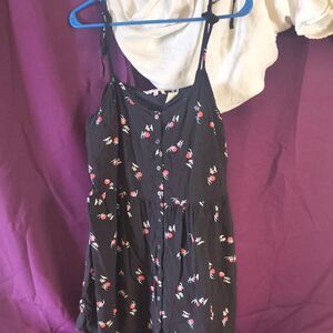 Levi's Black Palm Tree Print Button Front Sundress Size L